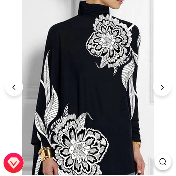 UOOZEE Black and white top Long Slv Sz XL nib nwt - Picture 2 of 4